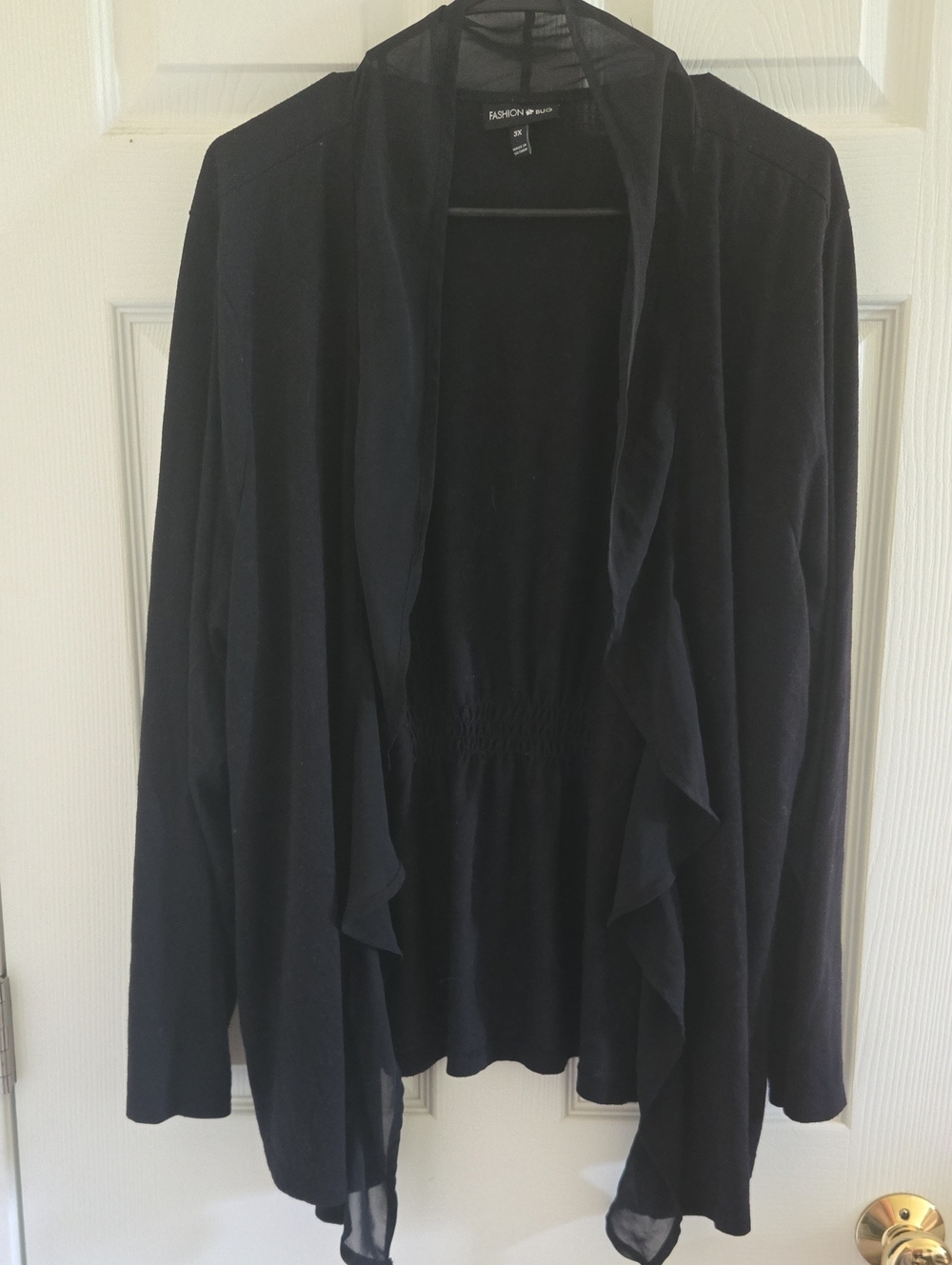 Black Ruffled Open Cardigan